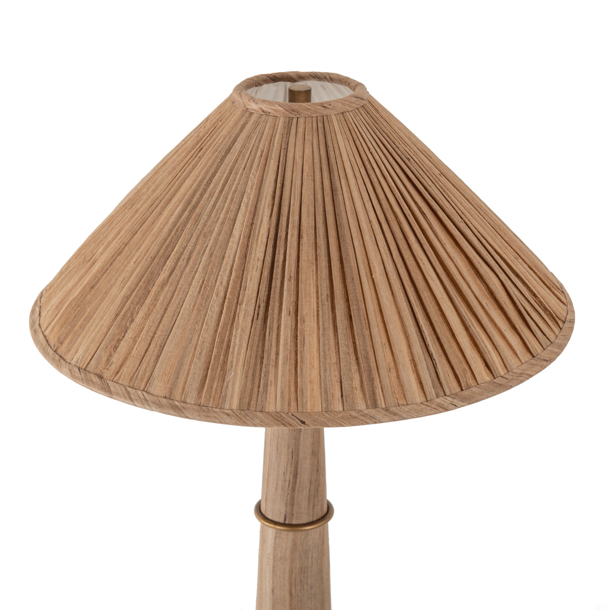 Rosalind Floor Lamp close up view of rattan pleat shade