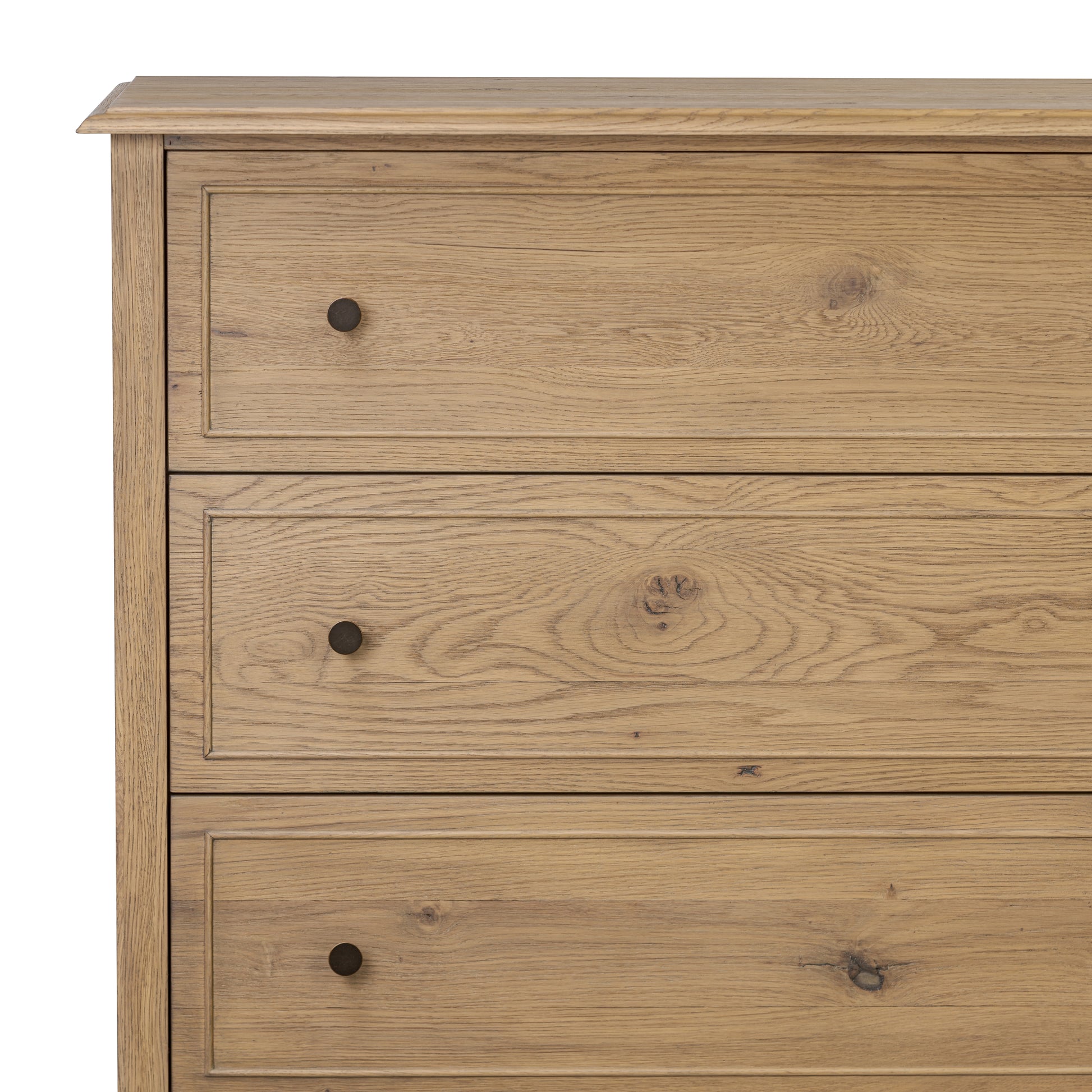 Hamilton Tall Chest close up view of drawer knobs