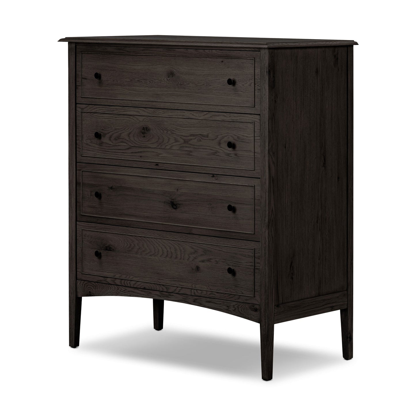 Hamilton Tall Chest in Smoked Black Oak angled view