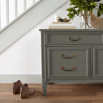 Trailhead paint featured on vintage inspired console table 
