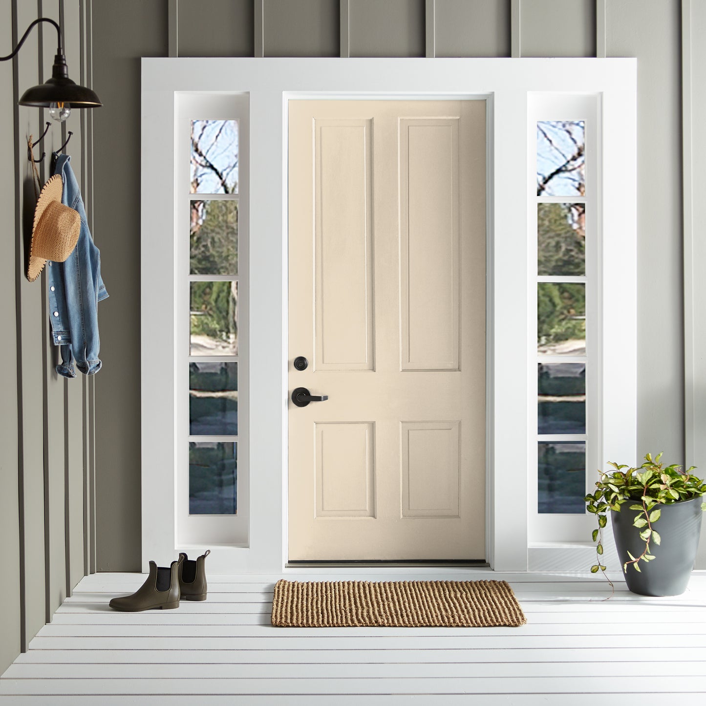 Morning Snow paint shown on front door