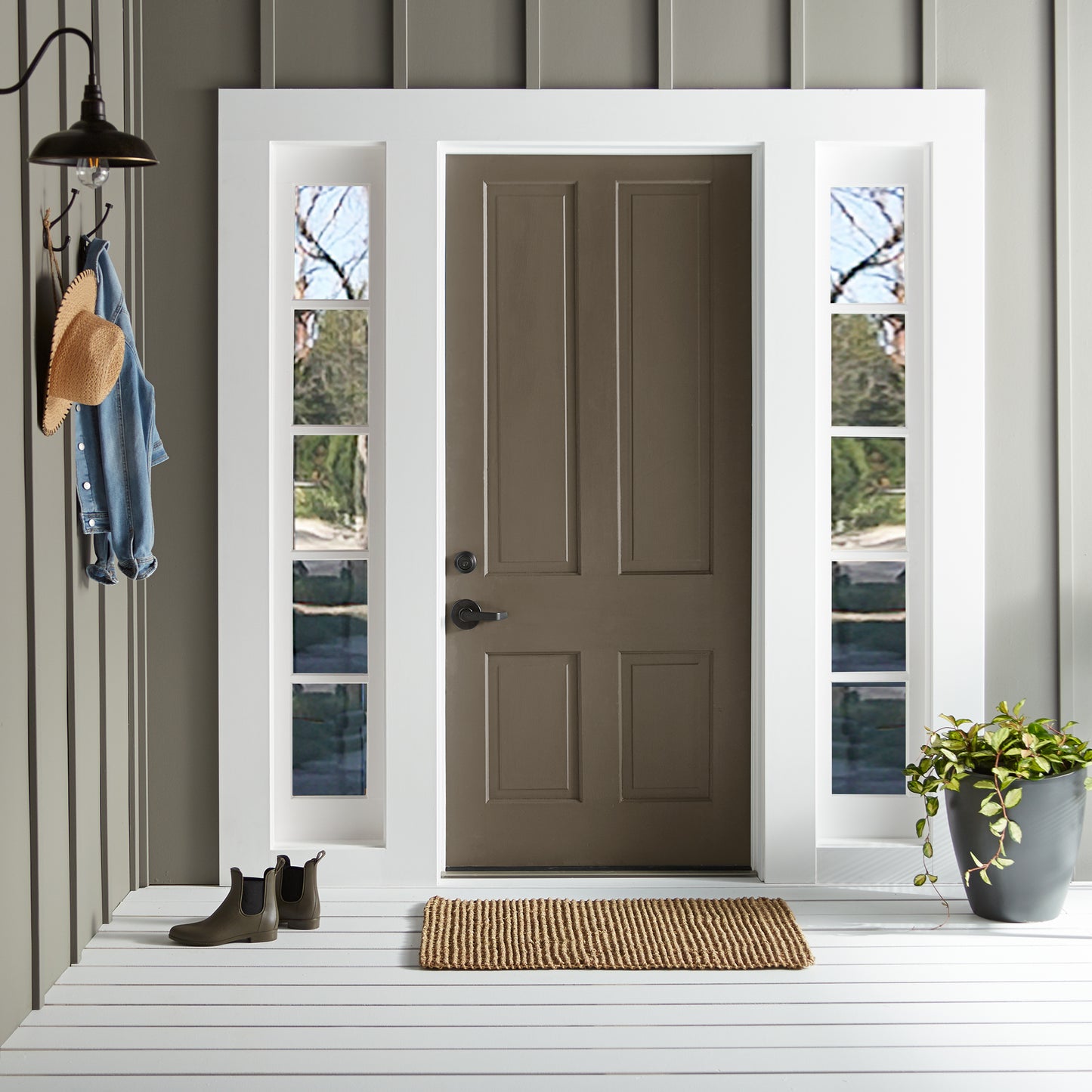 Mosswood paint featured on front door of home