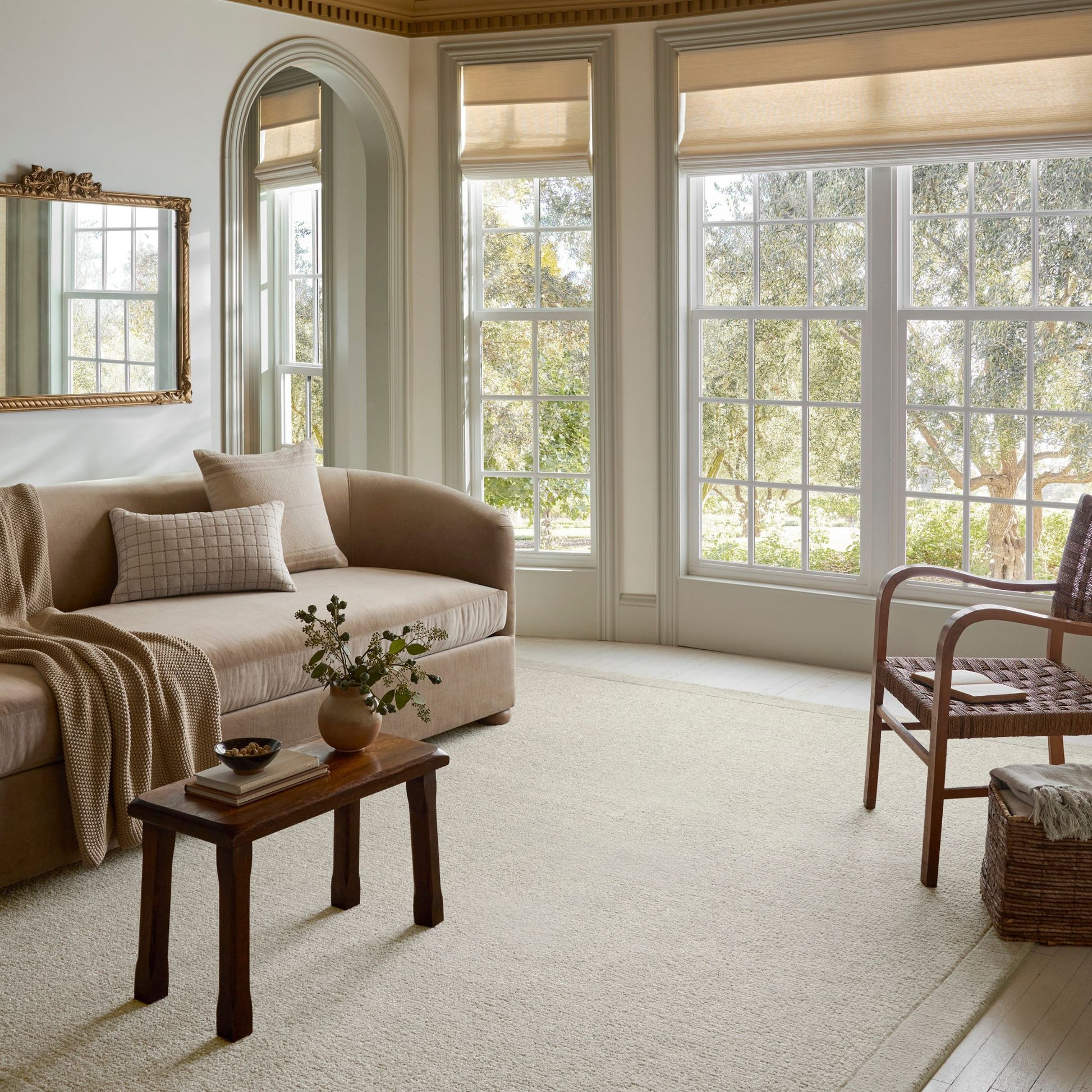 Henley Ivory Silver Rug shown in living room