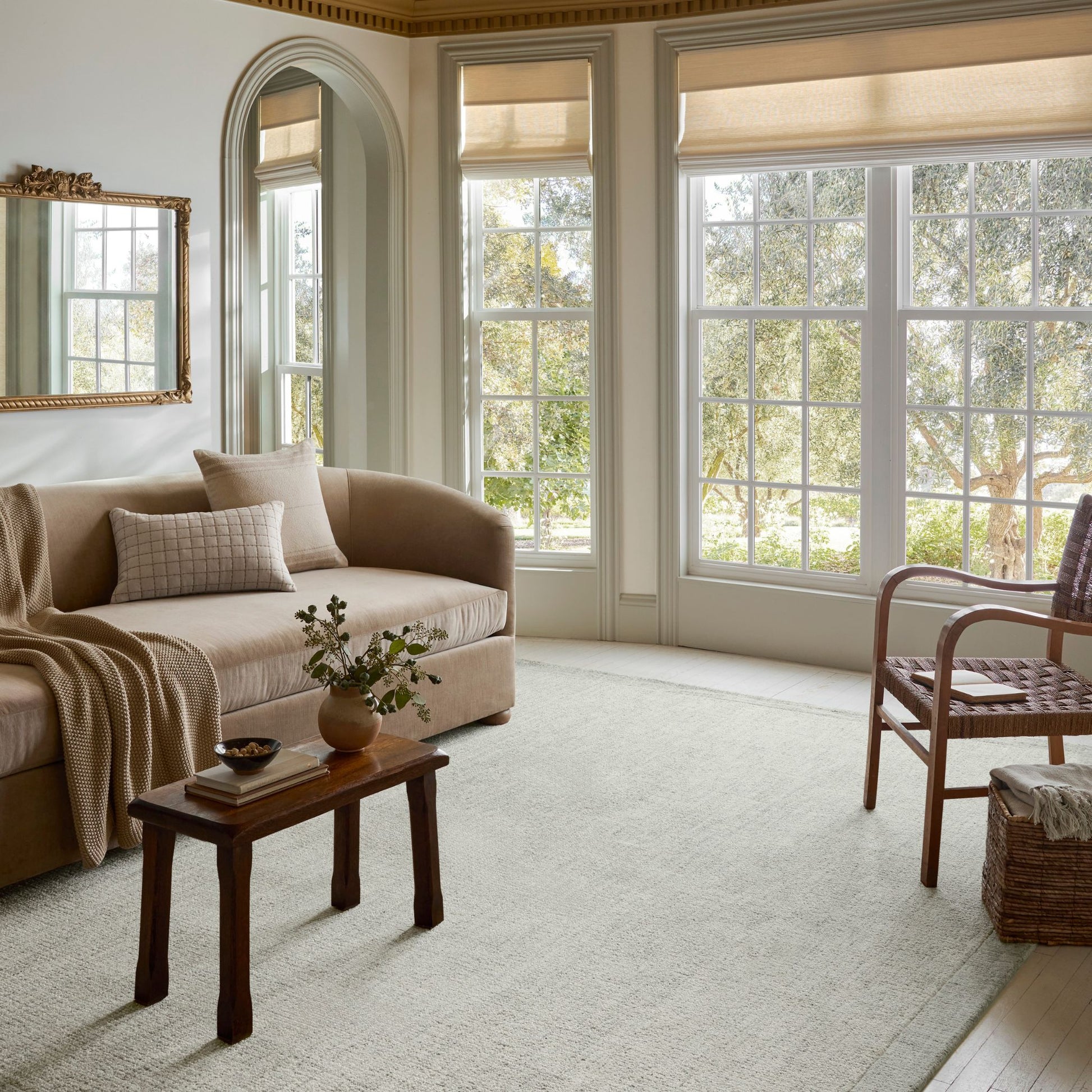 Henley Ivory Spa Rug shown in living room