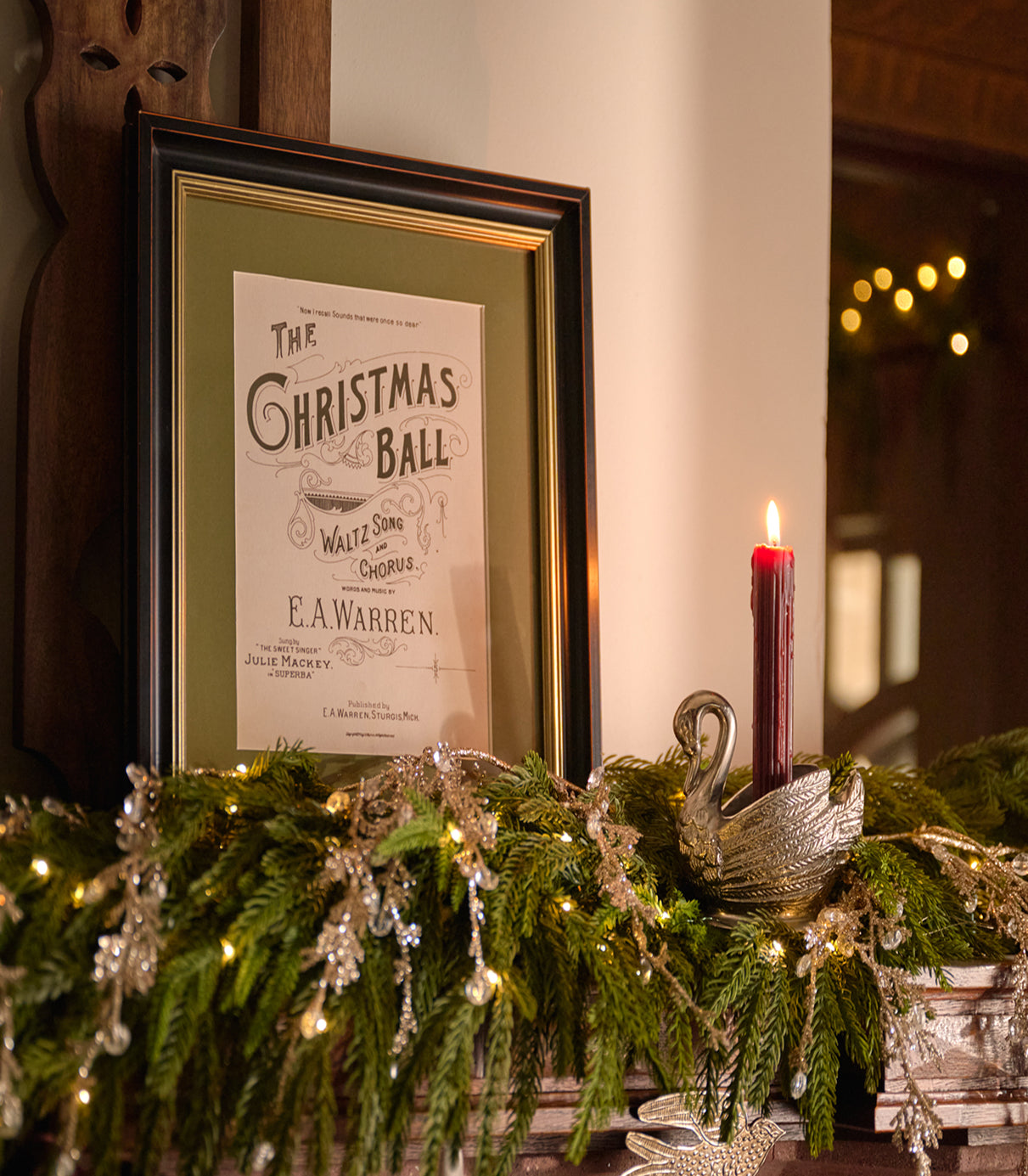 A framed vintage theatrical poster for 'The Christmas Ball' by E.A.
