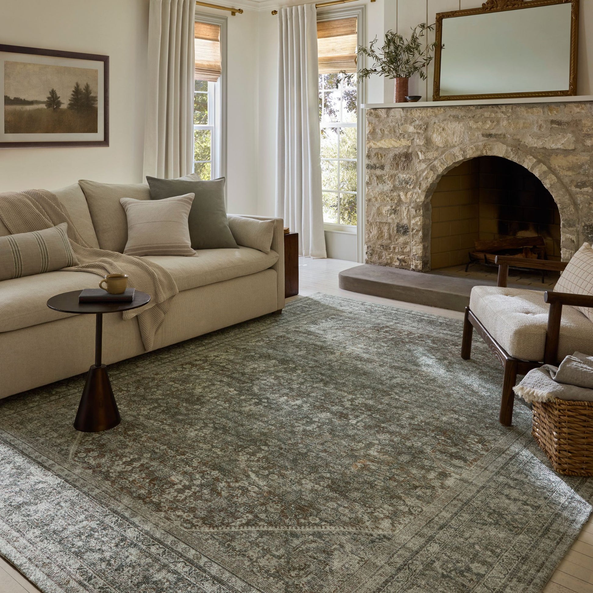 Wimberly Tobacco Rust Rug shown in living room