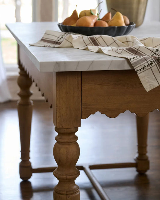 Sadie Scalloped Kitchen Island shown in kitchen