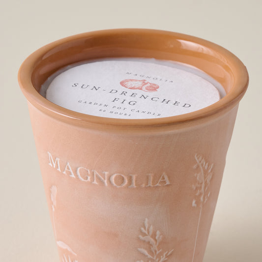 Magnolia Sun-Drenched Fig Garden Pot Candle up close