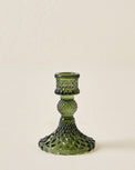 short Antique Green Glass Taper Holder