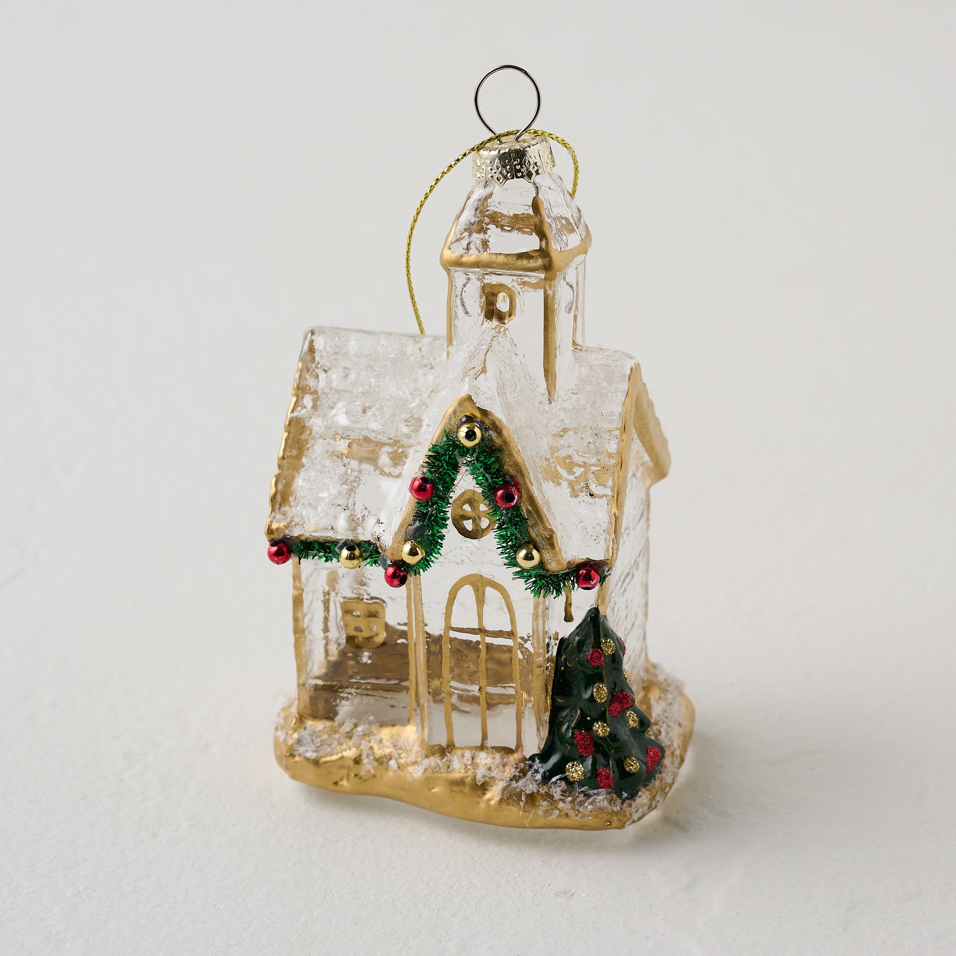 Gold Glass Church Ornament