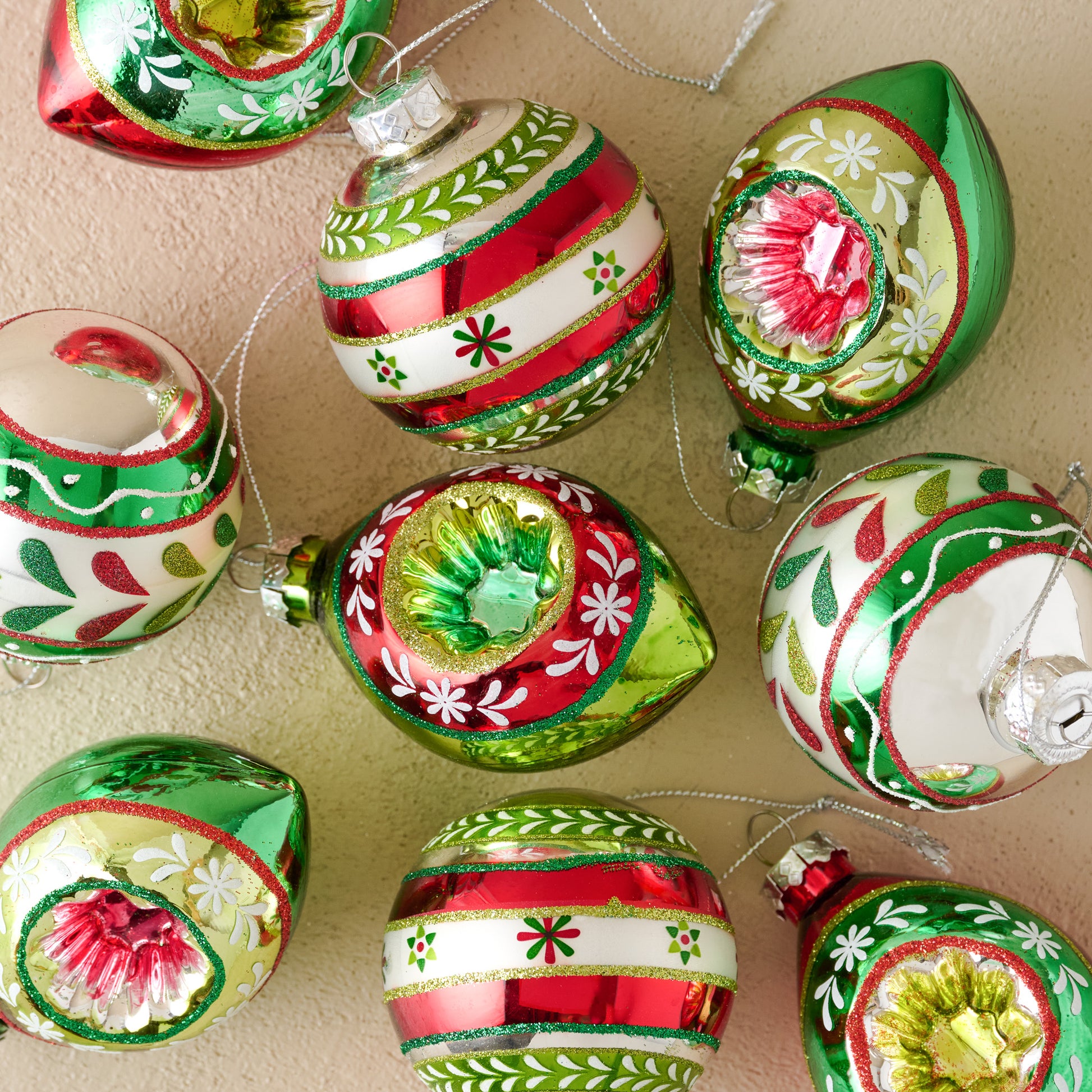 Vintage-Inspired Colorful Ornament Set