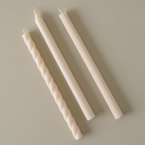 Assorted Cream Taper Candle Set
