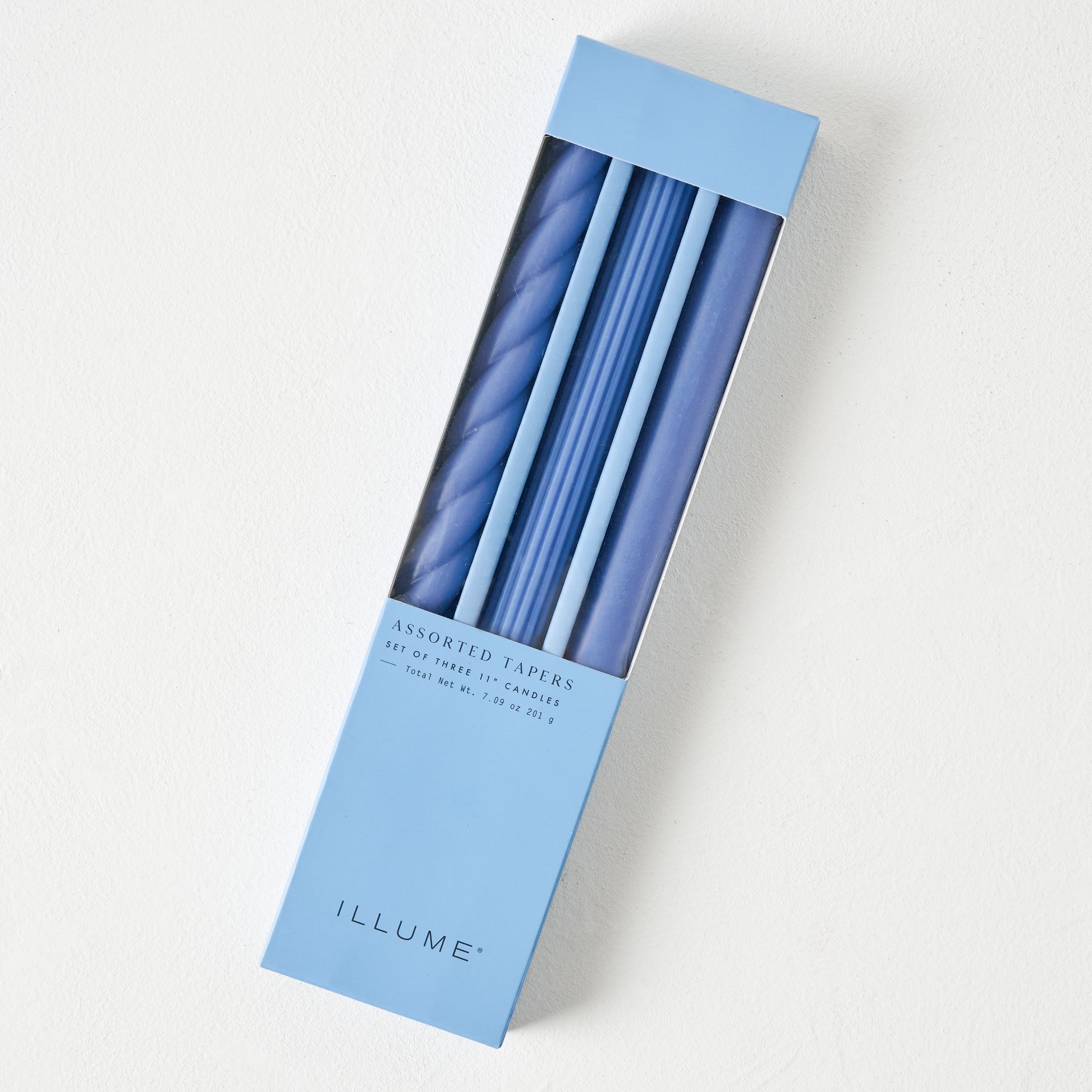 Assorted Blue Taper Candle Set