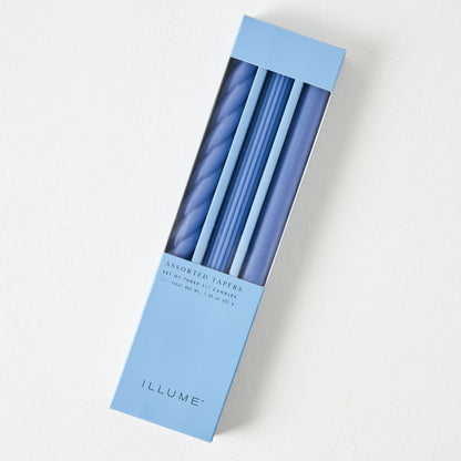 Assorted Blue Taper Candle Set