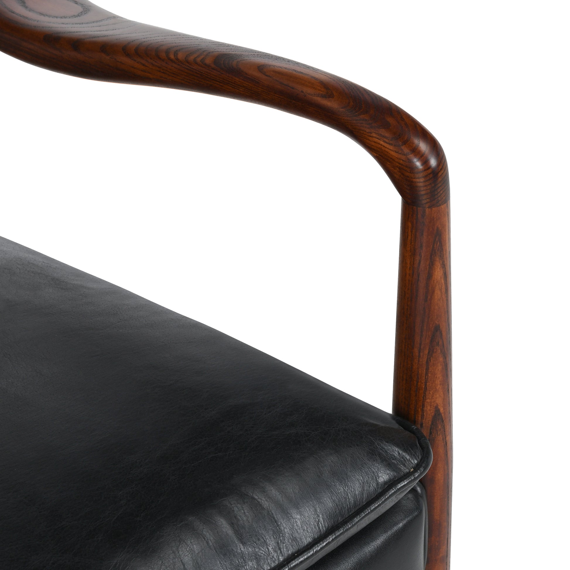 Holland Chair in black close up of arm of chair