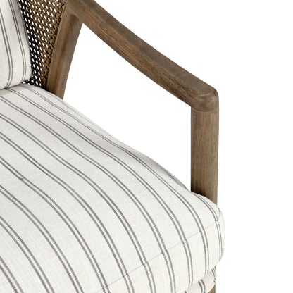 Hollis Striped Accent Chair close up of arm of chair