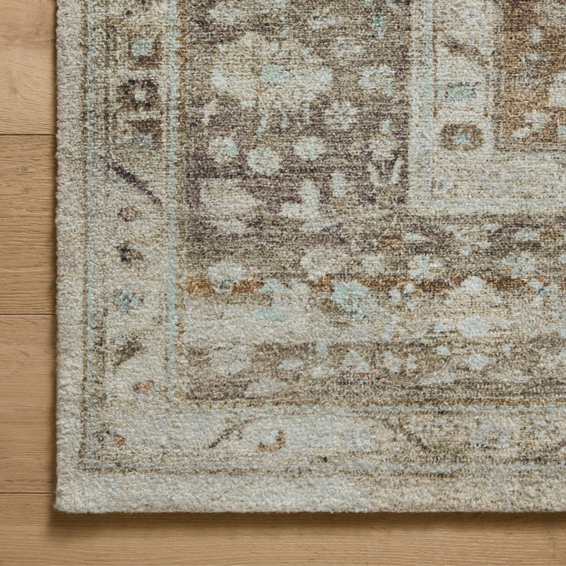 Wimberly Earth Multi Rug corner shown from above