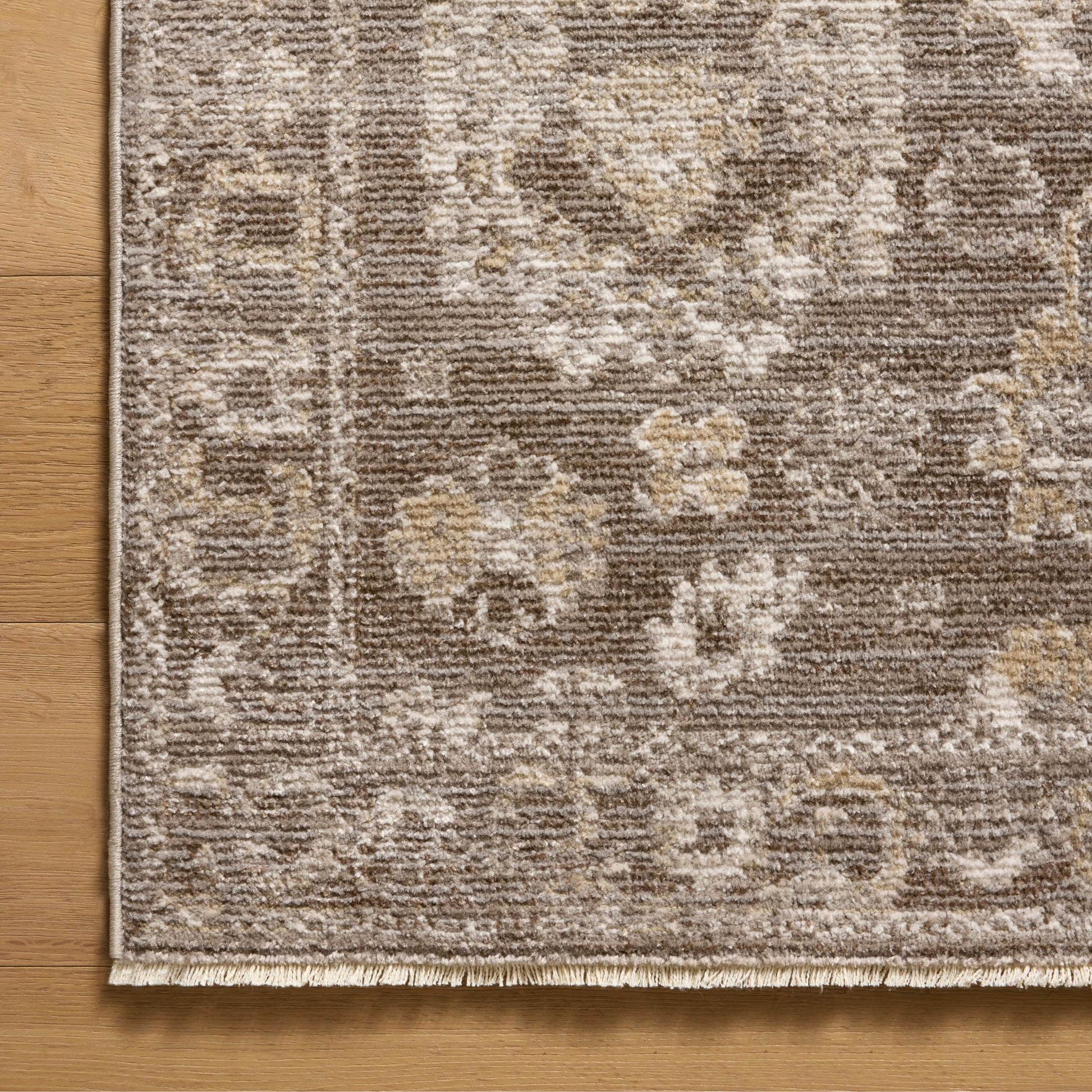 Pace Taupe Wheat Rug corner shown from above