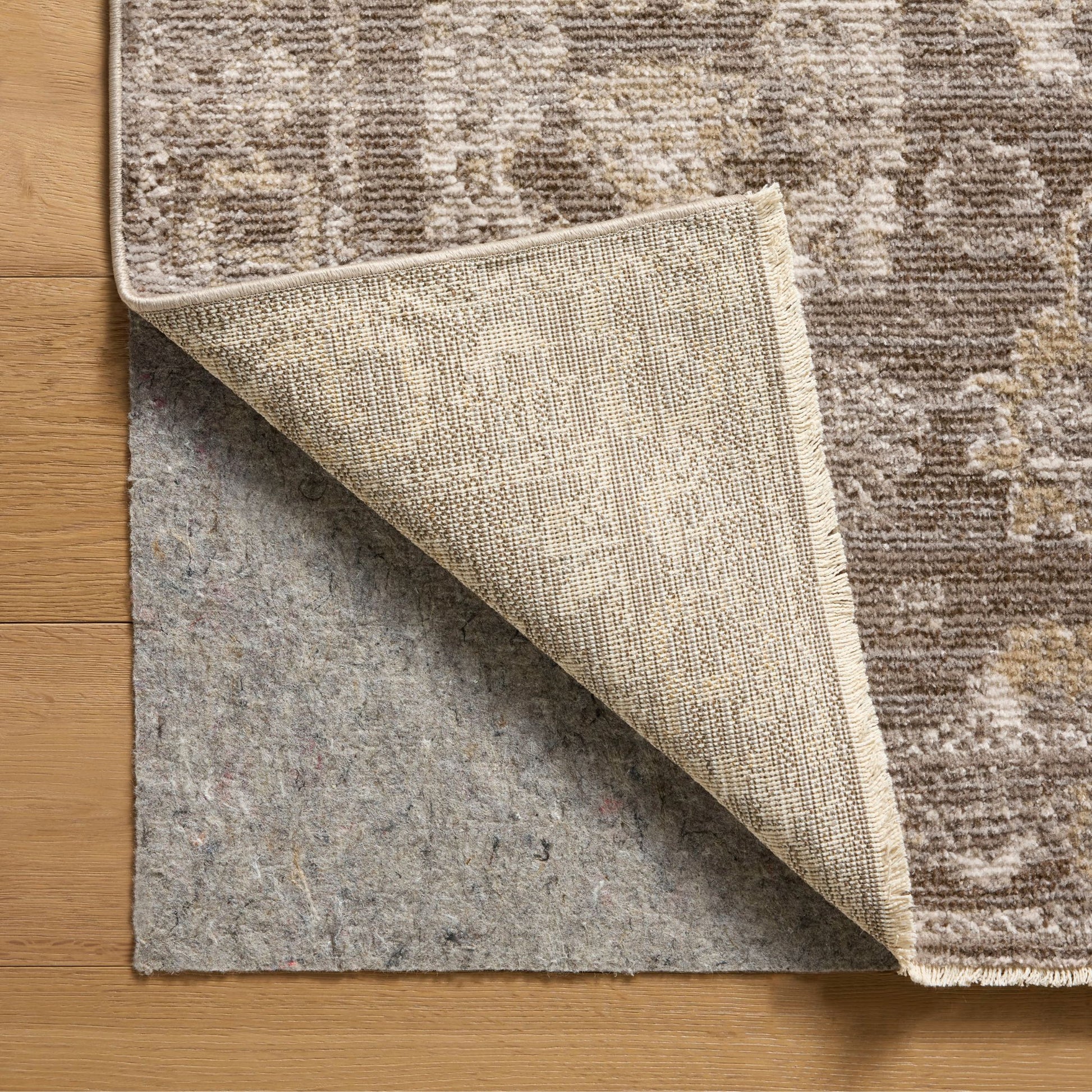 Pace Taupe Wheat Rug corner shown flipped