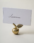 Antique Brass Apple Placecard Holder