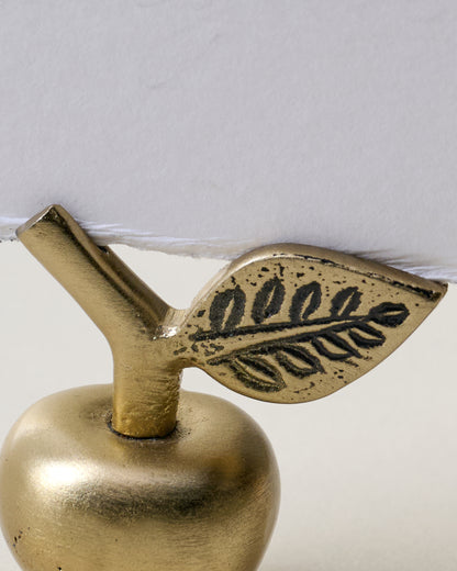 Antique Brass Apple Placecard Holder