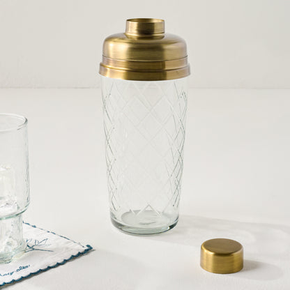Antique Brass and Etched Glass Shaker Bottle