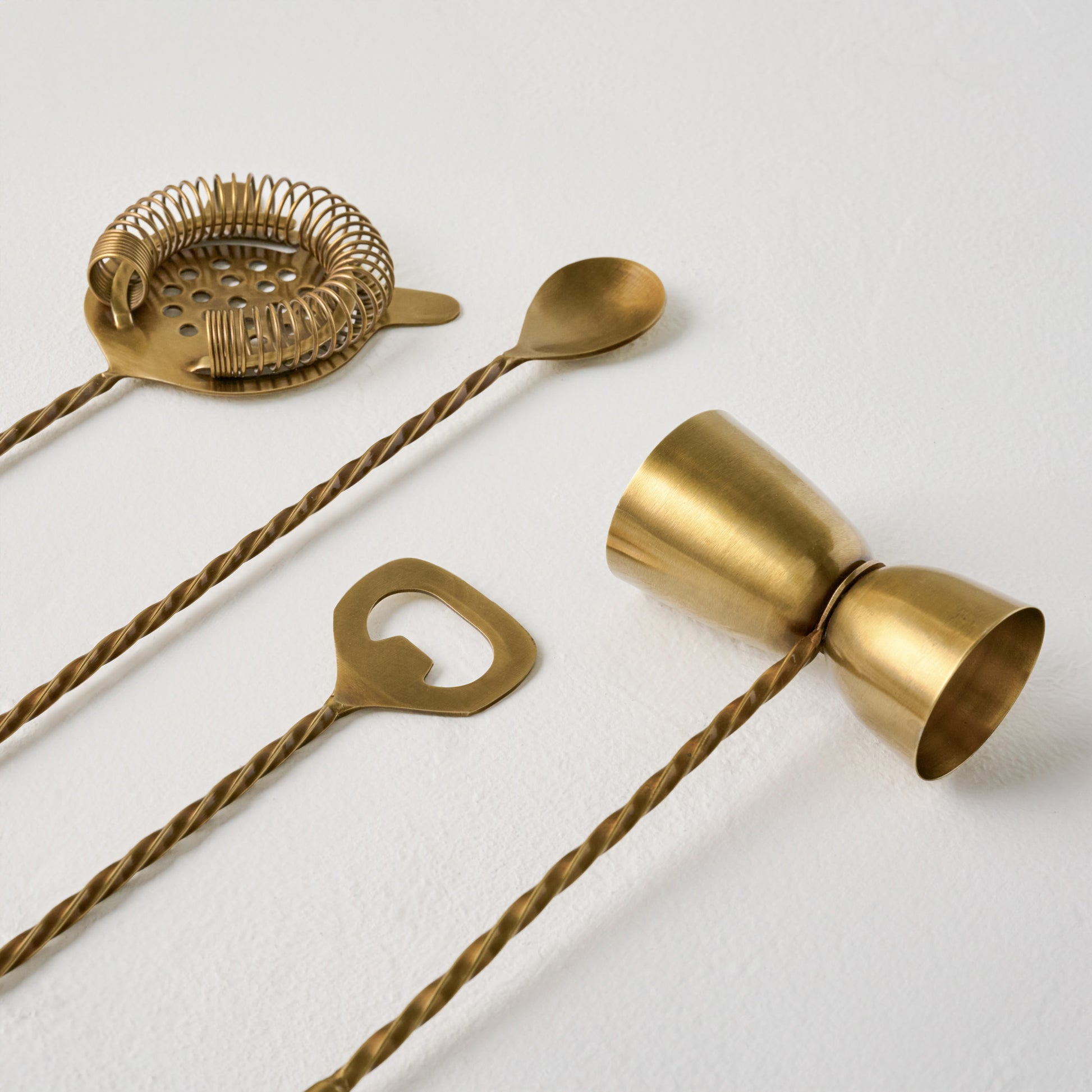 Antique Brass Twisted Bar Tool Set
