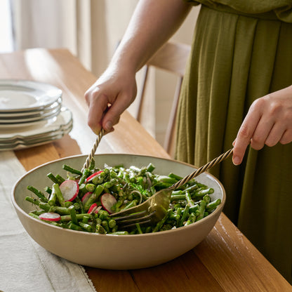 Stone White Lakelynn Serving Bowl in use