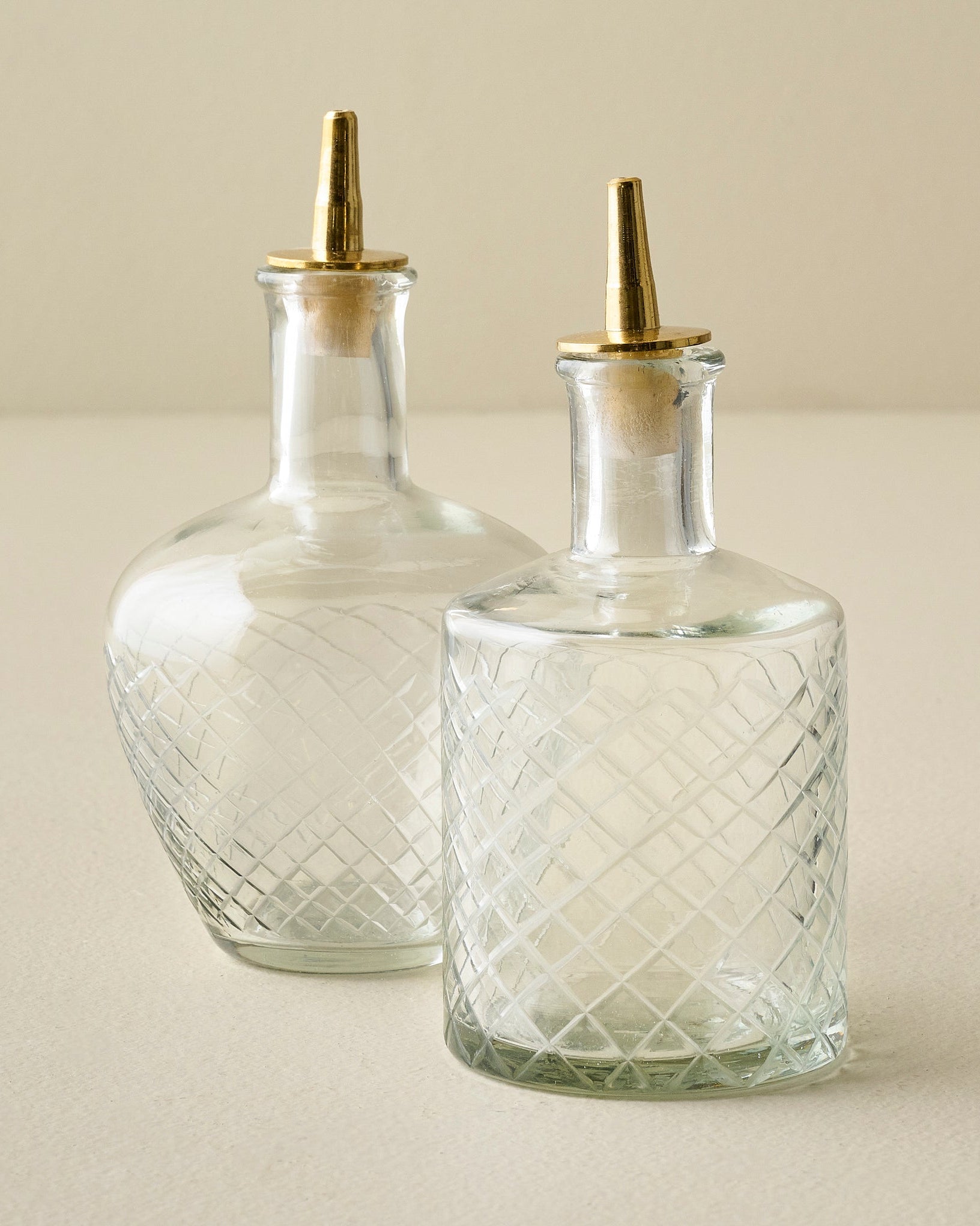Vintage-Inspired Etched Glass Bottle - Straight