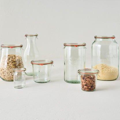 Weck 974 1 1/2 L Cylindrical Jar shown with other various weck jars