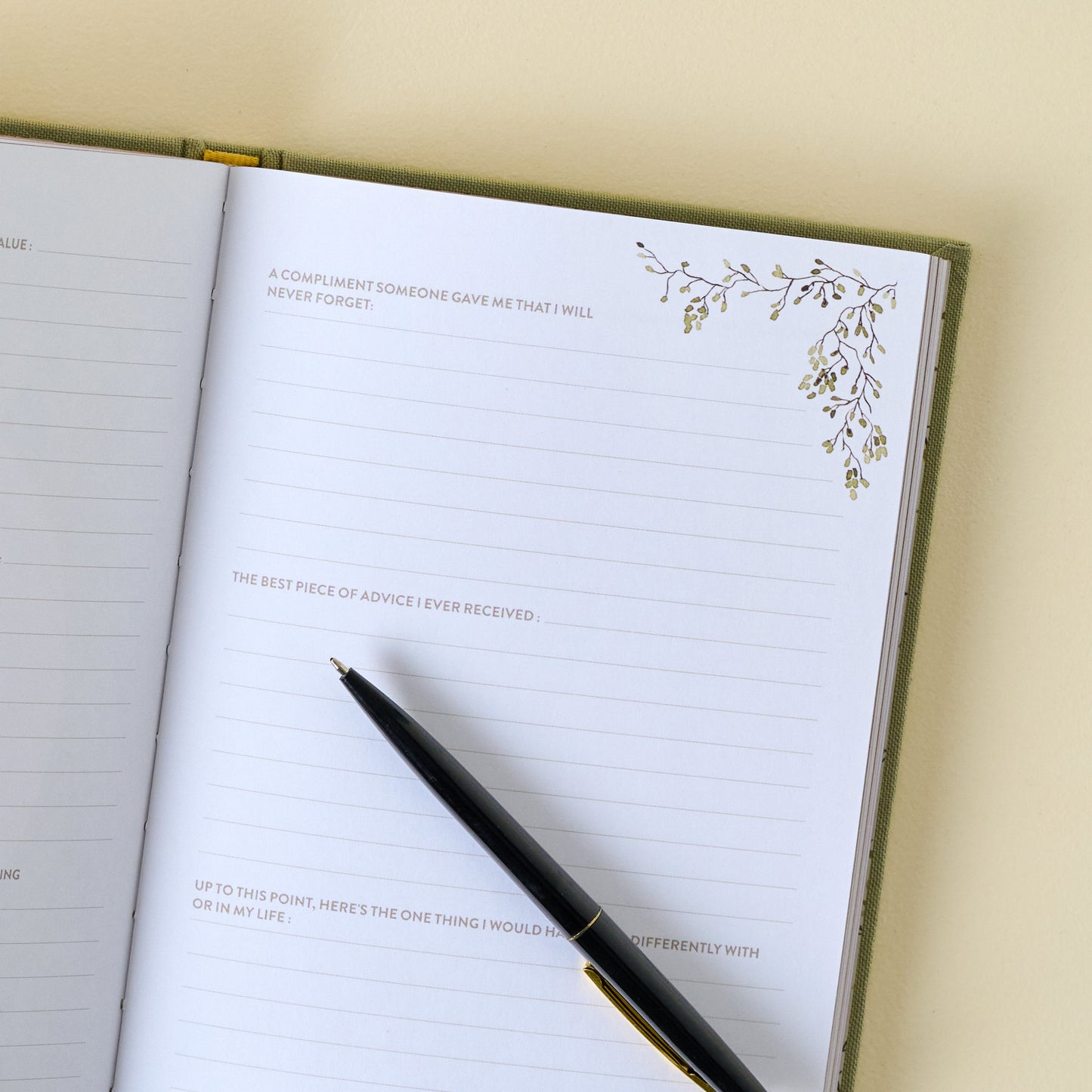 Grandma's Story Journal opened to journal prompt