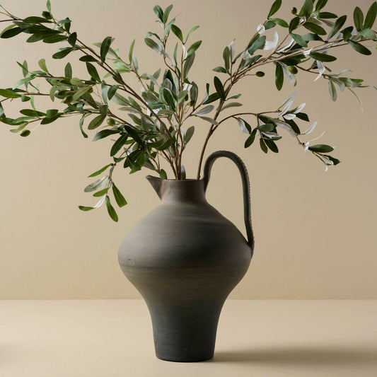 Ravine Black Ceramic Jug with olive branches