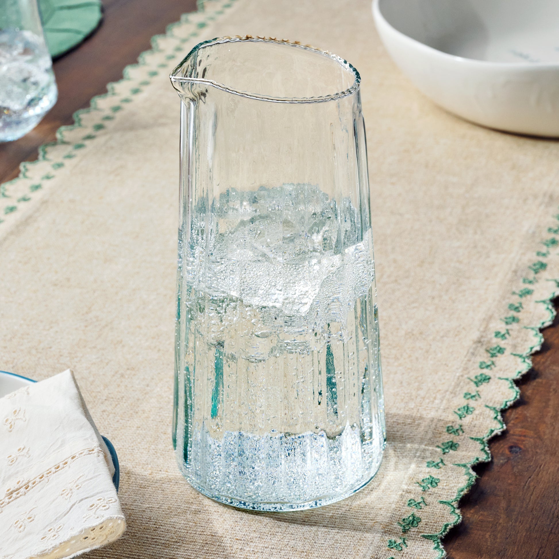 Elizabeth Bottle Cut Carafe shown on table
