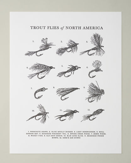 Guide To Trout Flies Print