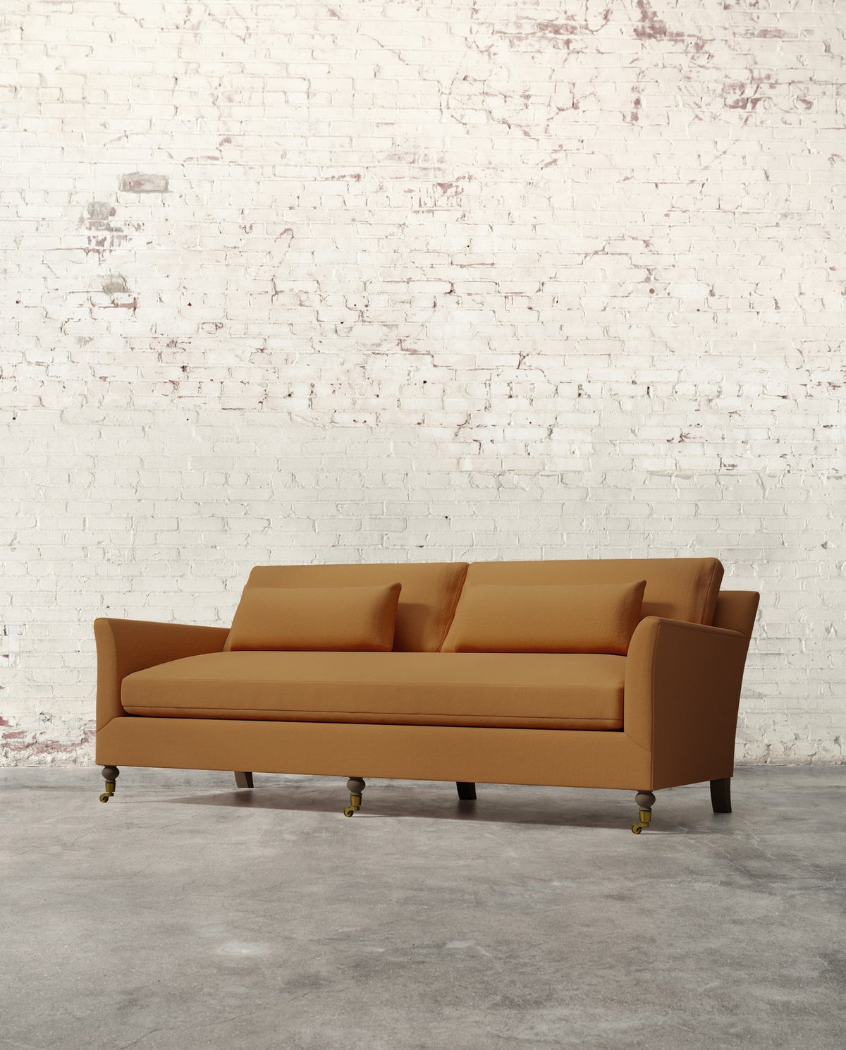 Alfie 87" Bench Sofa with Brass Casters