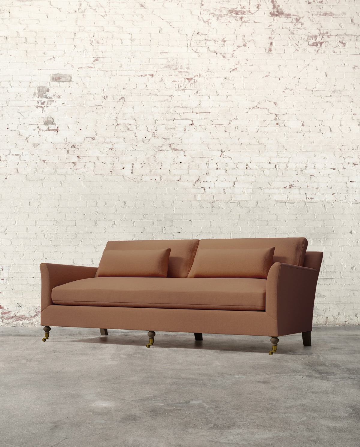 Alfie 87" Bench Sofa with Brass Casters