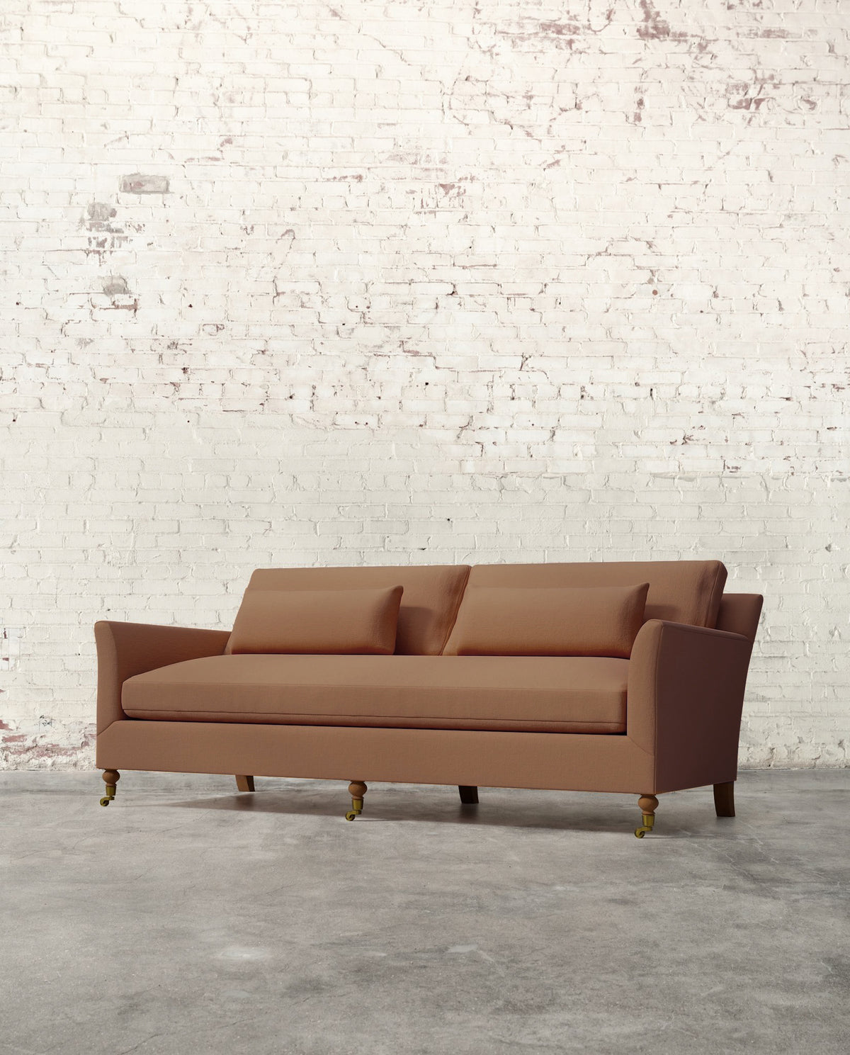 Alfie 87" Bench Sofa with Brass Casters