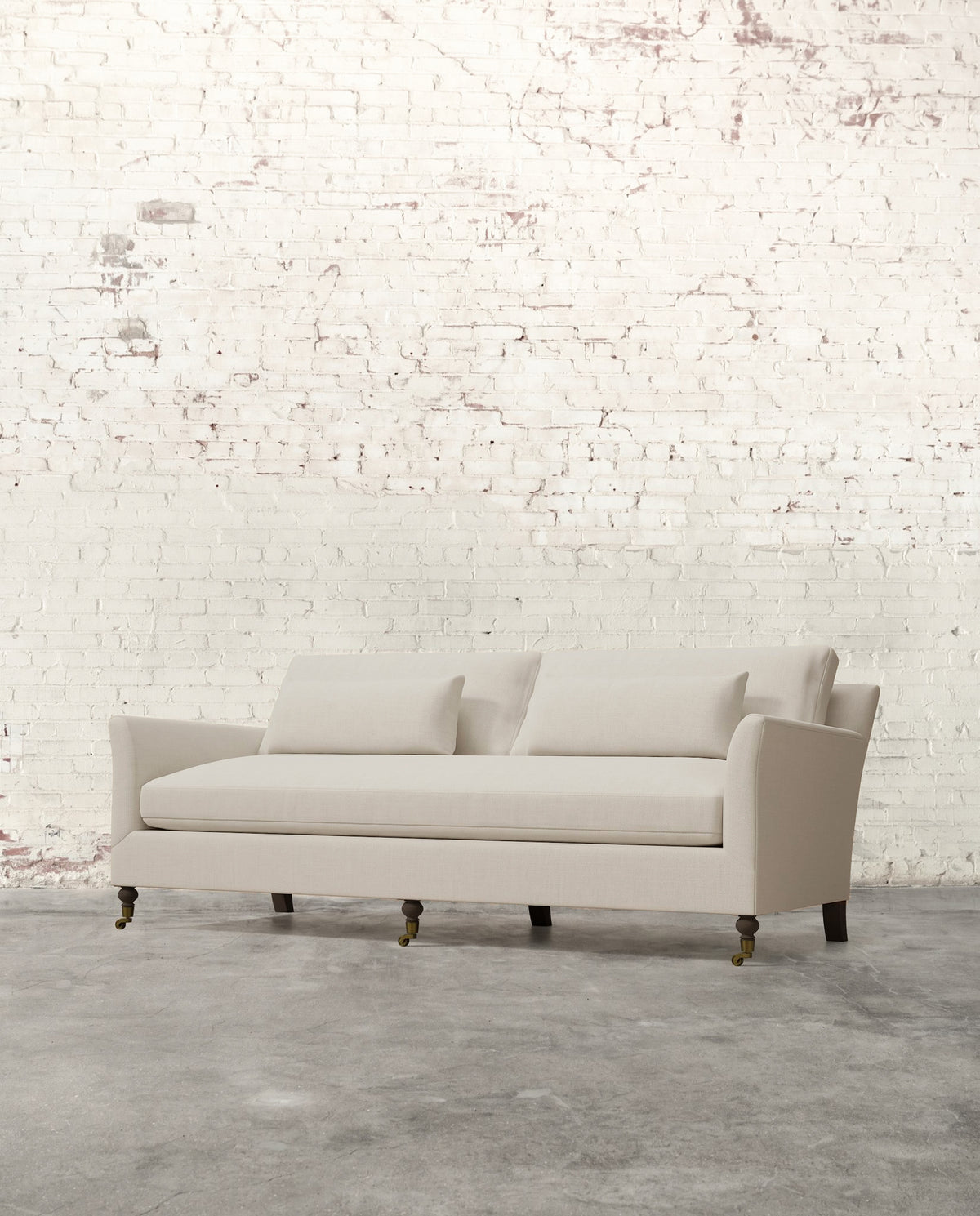 Alfie 87" Bench Sofa with Brass Casters