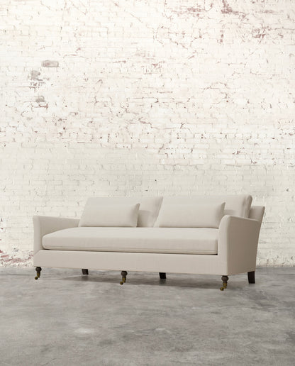 Alfie 87" Bench Sofa with Brass Casters