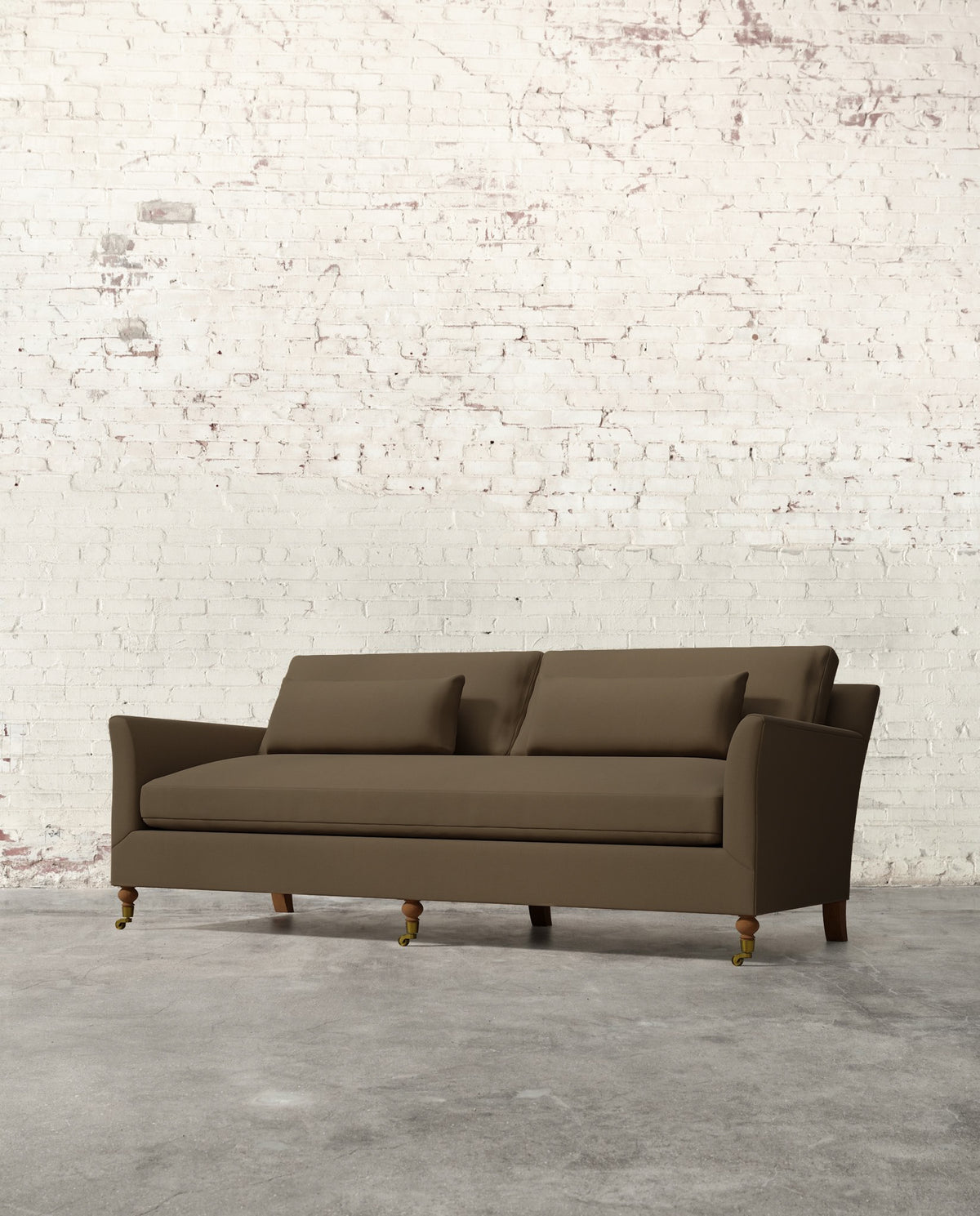 Alfie 87" Bench Sofa with Brass Casters