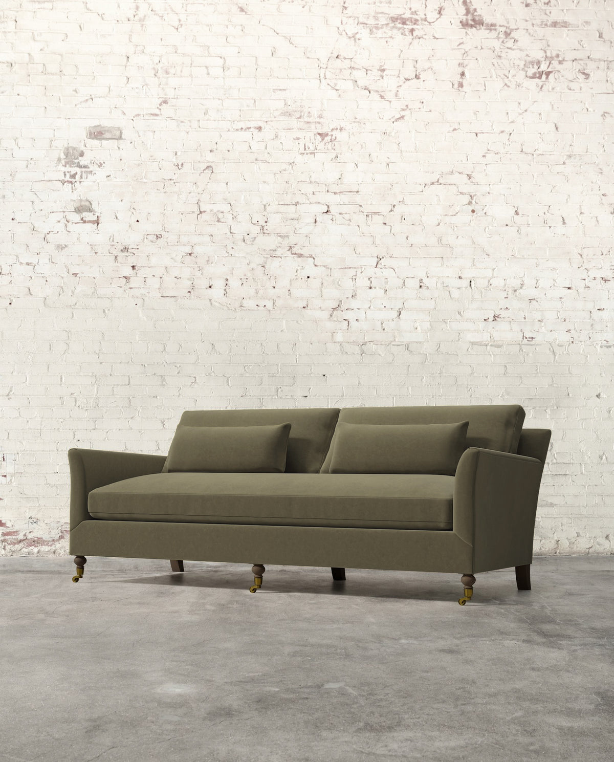 Alfie 87" Bench Sofa with Brass Casters