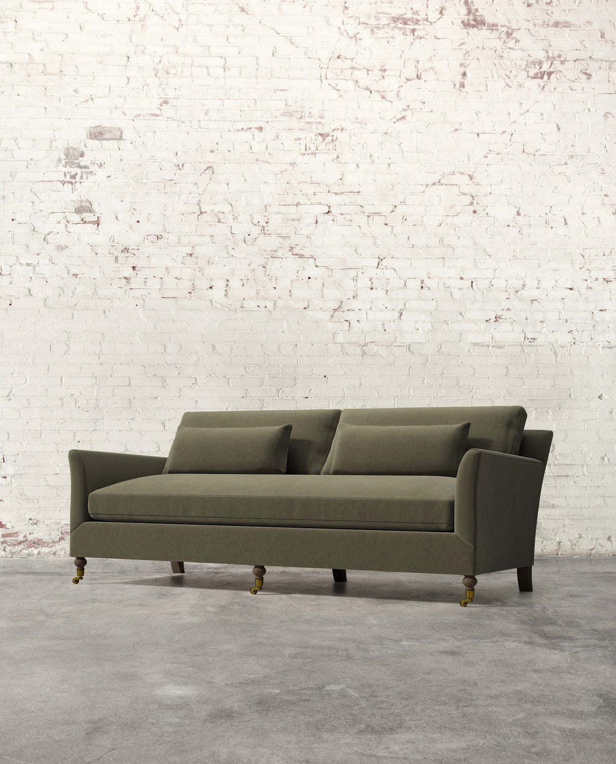 Alfie 87" Bench Sofa with Brass Casters
