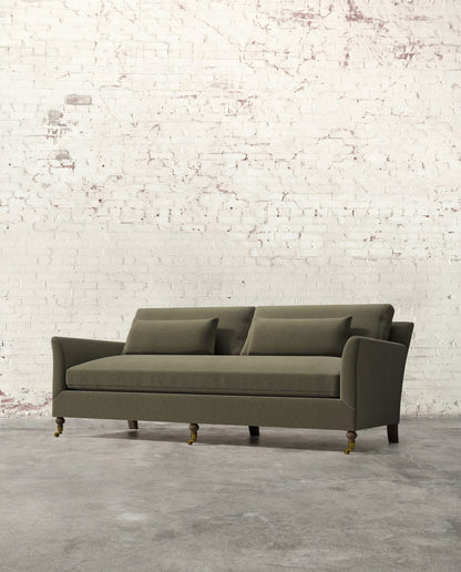 Alfie 87" Bench Sofa with Brass Casters