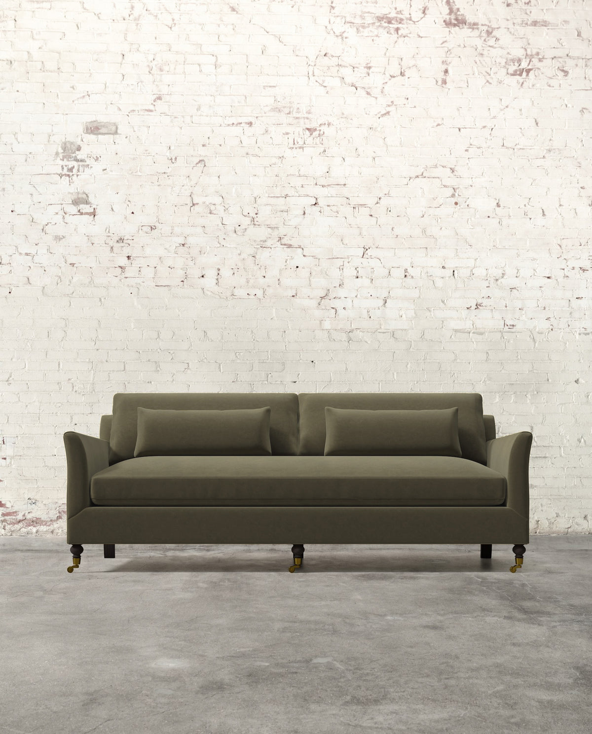 Alfie 87" Bench Sofa with Brass Casters