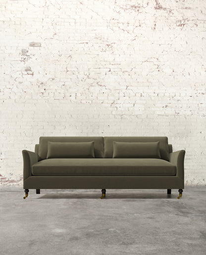 Alfie 87" Bench Sofa with Brass Casters