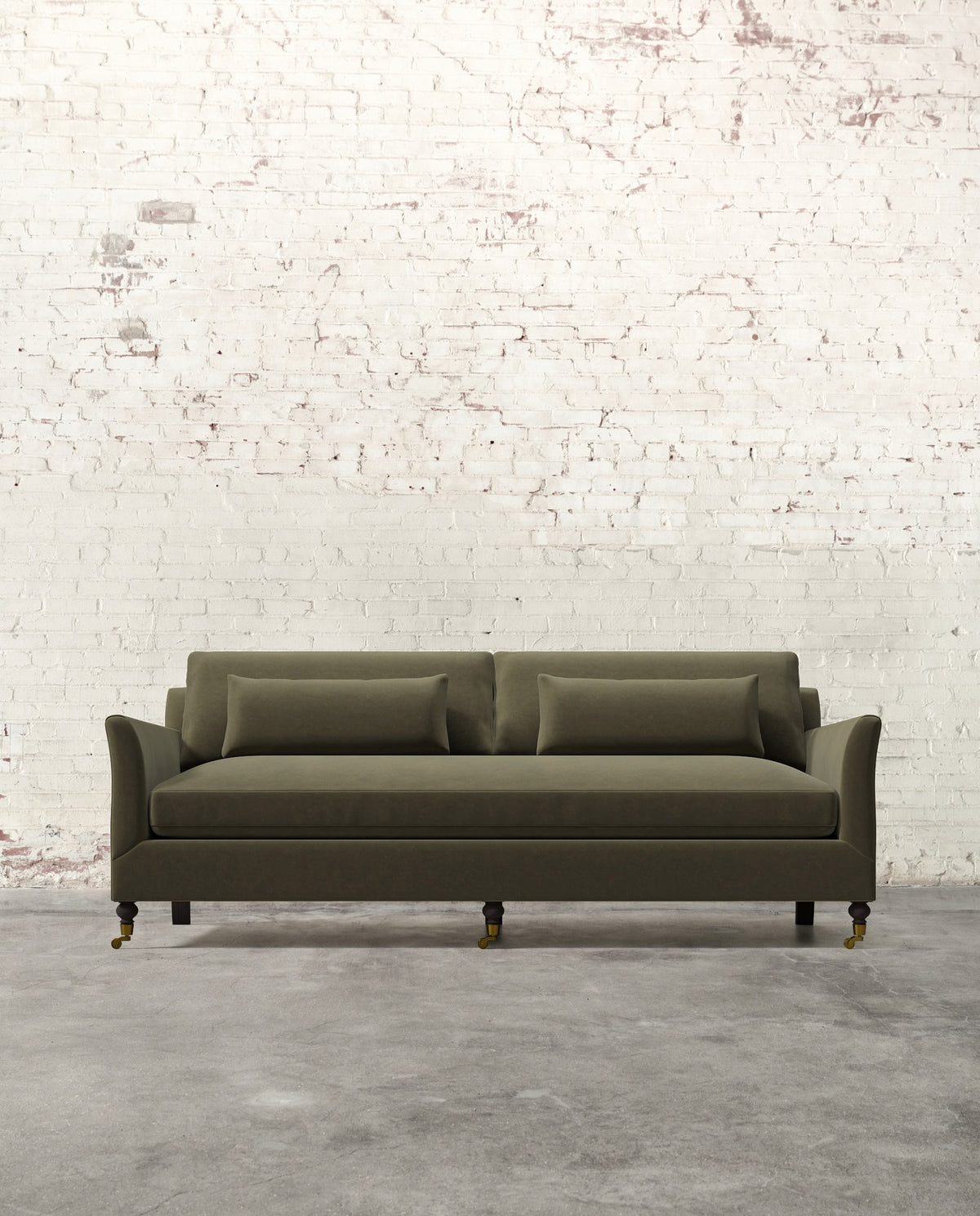 Alfie 87" Bench Sofa with Brass Casters