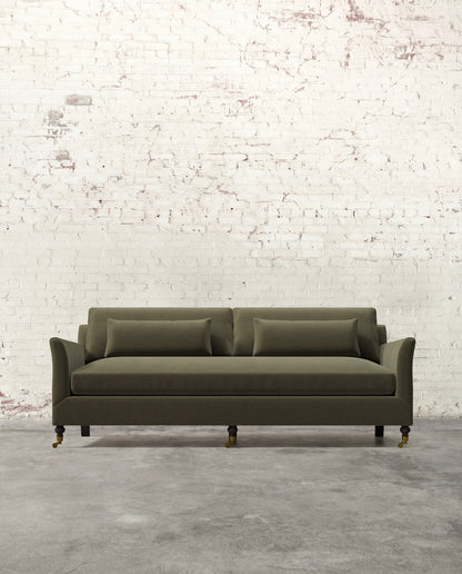Alfie 87" Bench Sofa with Brass Casters