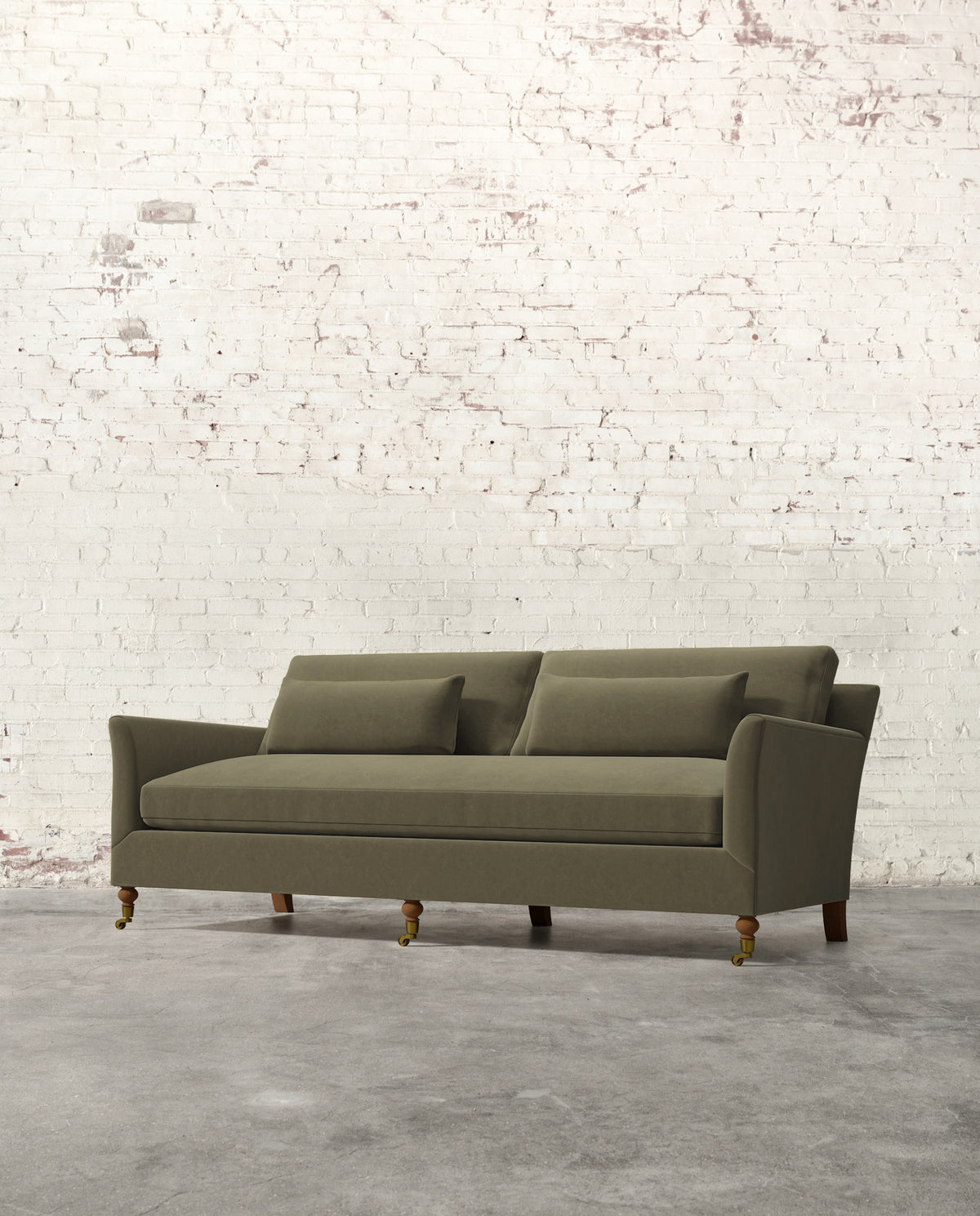 Alfie 87" Bench Sofa with Brass Casters
