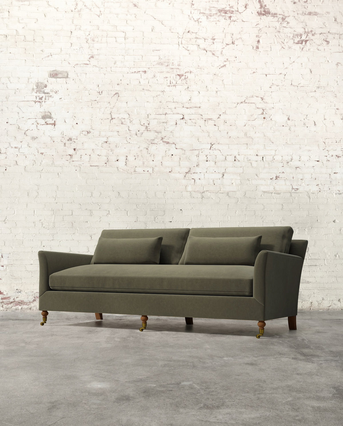 Alfie 87" Bench Sofa with Brass Casters