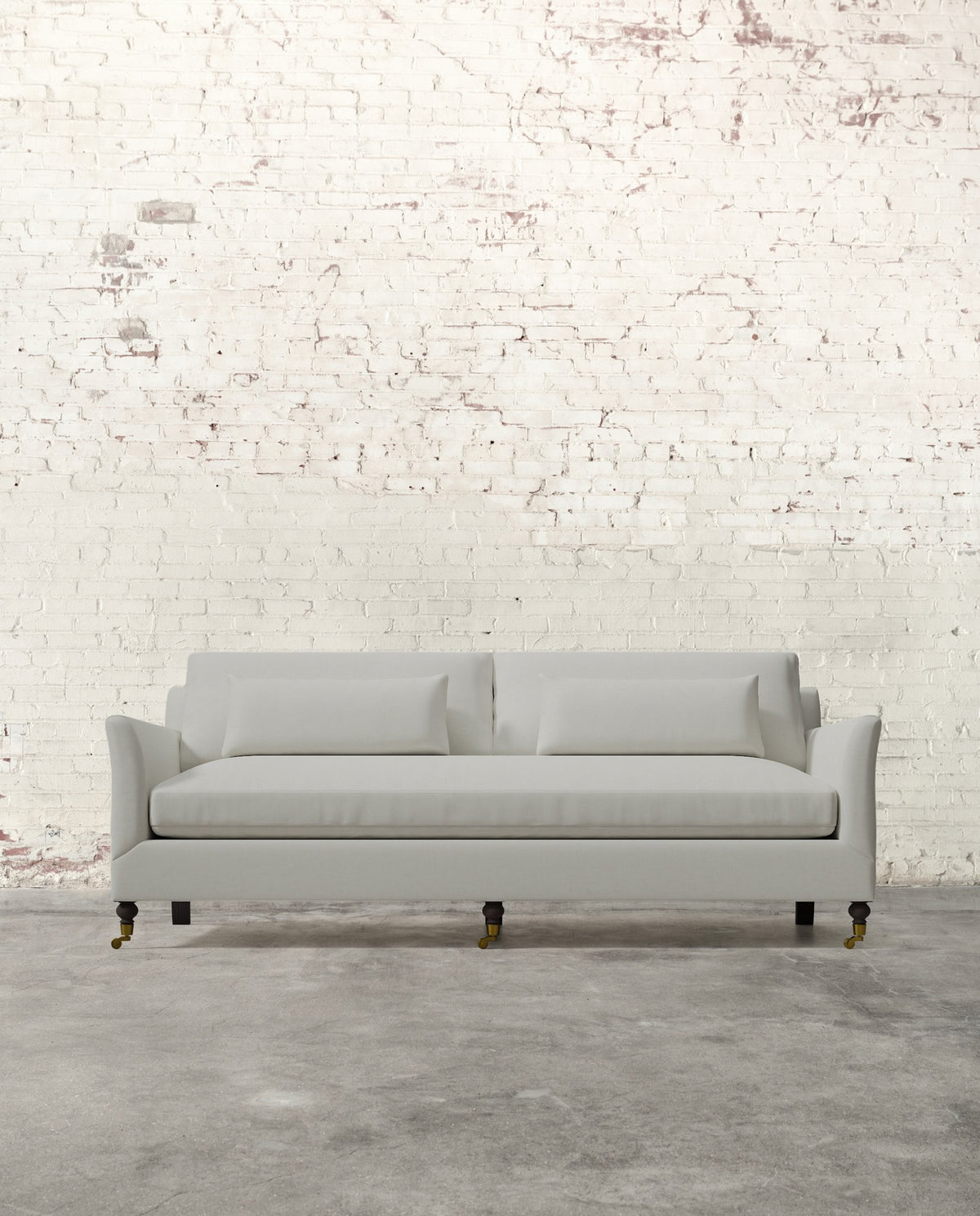 Alfie 87" Bench Sofa with Brass Casters
